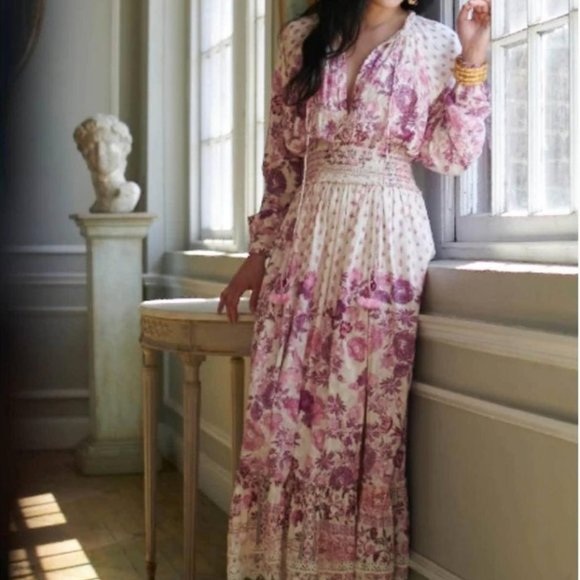 HEMANT & NANDITA Dresses & Skirts - Hemant & Nandita Suki Floral Maxi Dress Pink/Off White Size Small